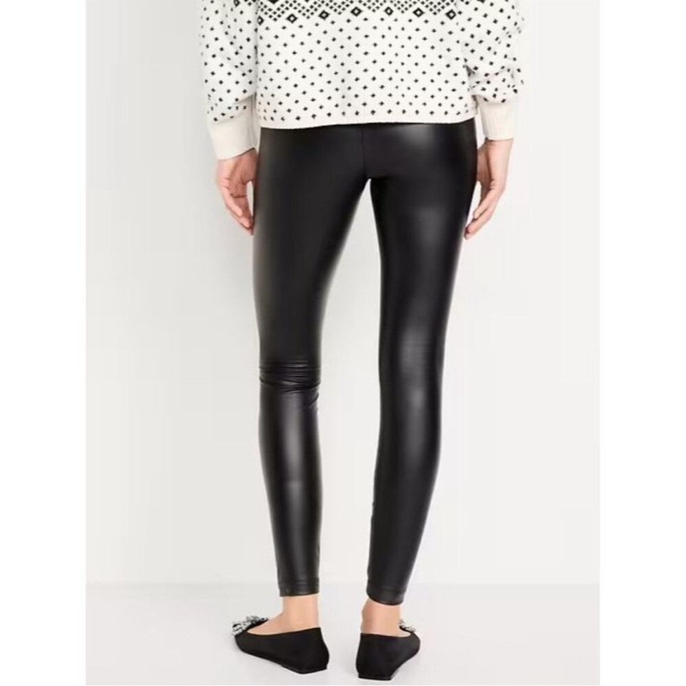 NWT Old Navy High Waisted Faux Leather Leggings, Size L (12/14), Black - Picture 2 of 5